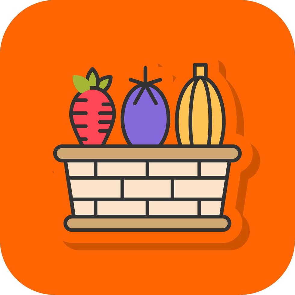 Vegetable Basket Filled Orange background Icon vector