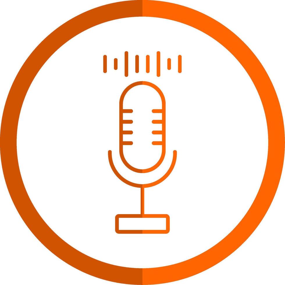 Audio Recorder Line Orange Circle Icon vector