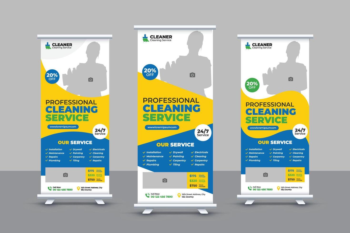 Cleaning Service Roll Up Banner vector