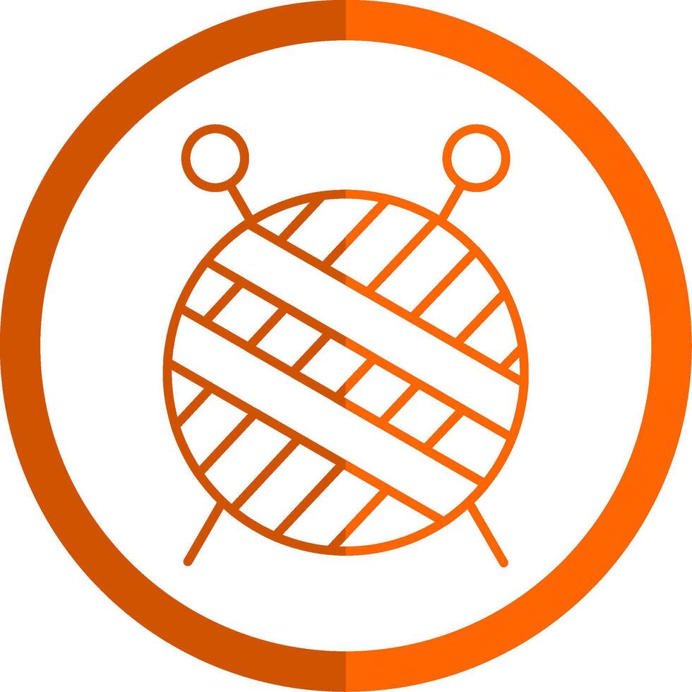 Knitting Line Orange Circle Icon vector