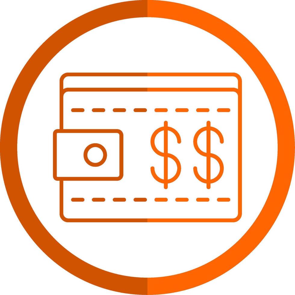 Wallet Line Orange Circle Icon vector