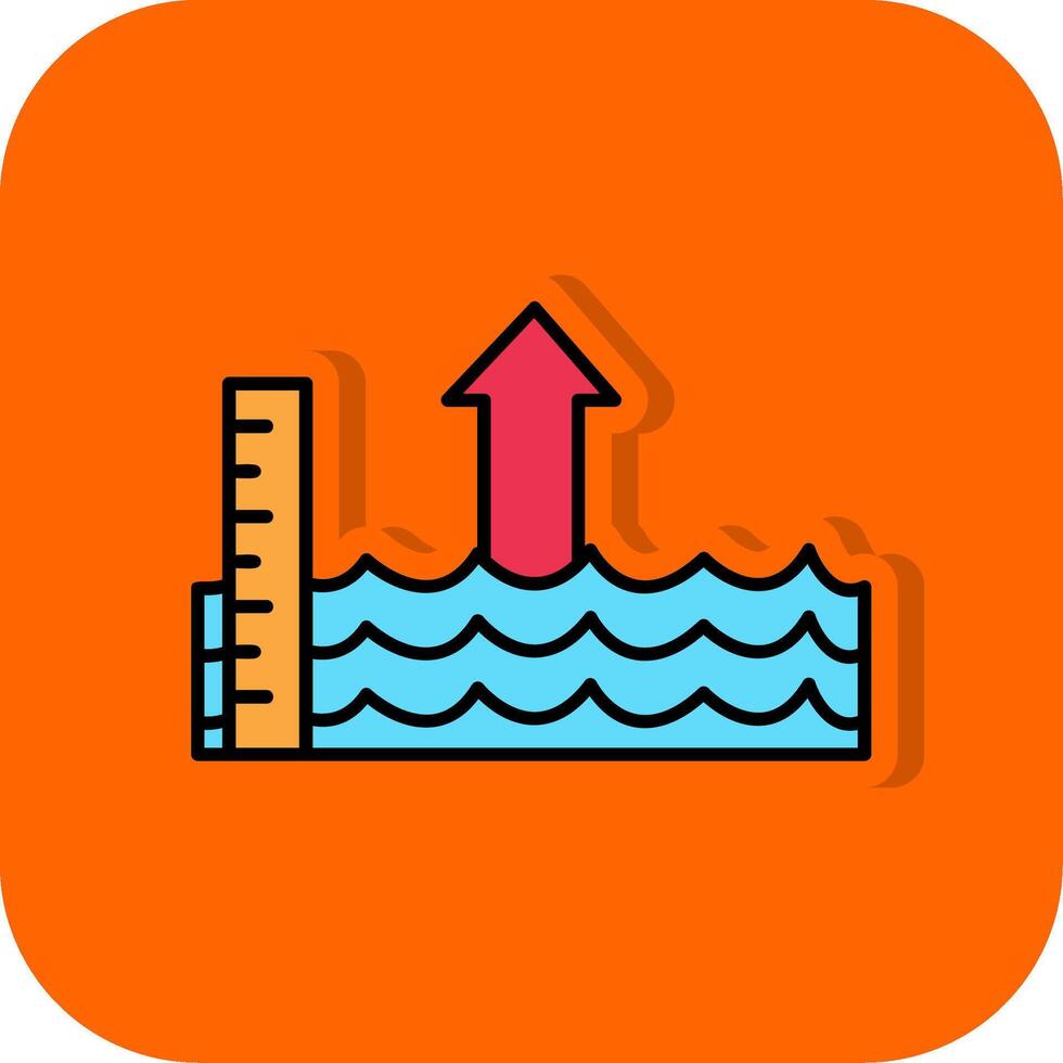 Sea Level Rise Filled Orange background Icon vector