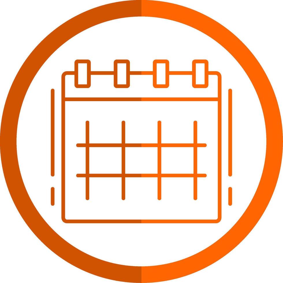 calendario línea naranja circulo icono vector