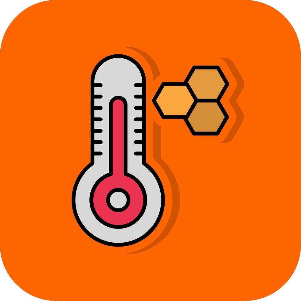 termómetro lleno naranja antecedentes icono vector