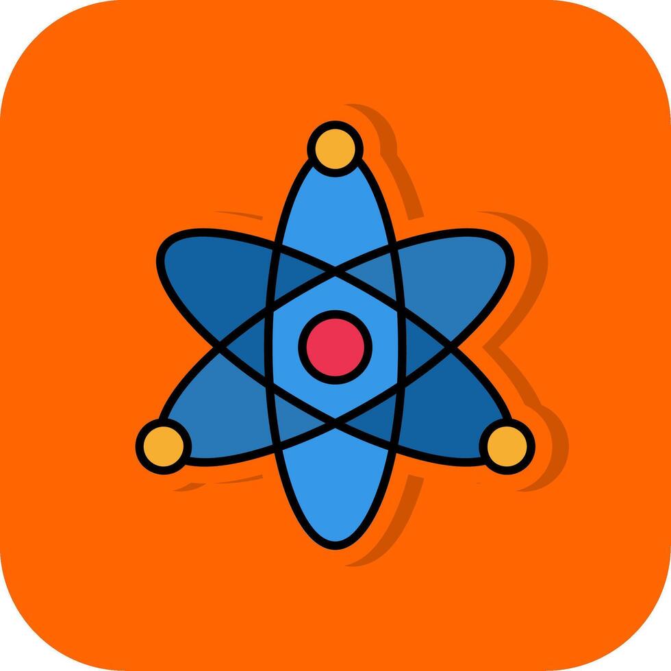 Atom Filled Orange background Icon vector