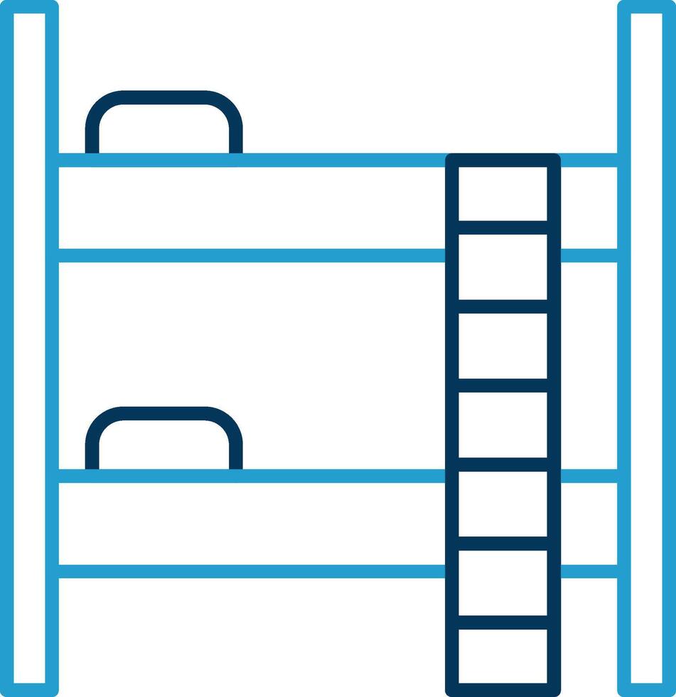 Bunk Bed Line Blue Two Color Icon vector