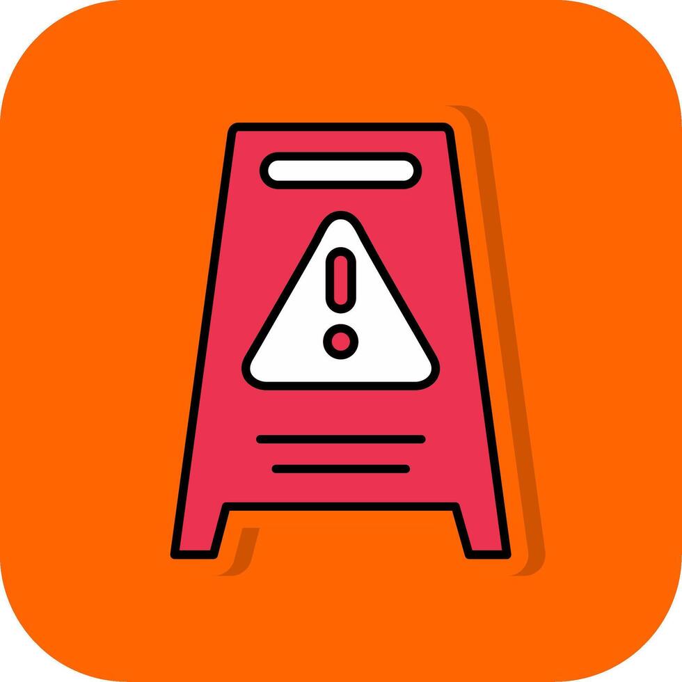 Hazard Sign Filled Orange background Icon vector
