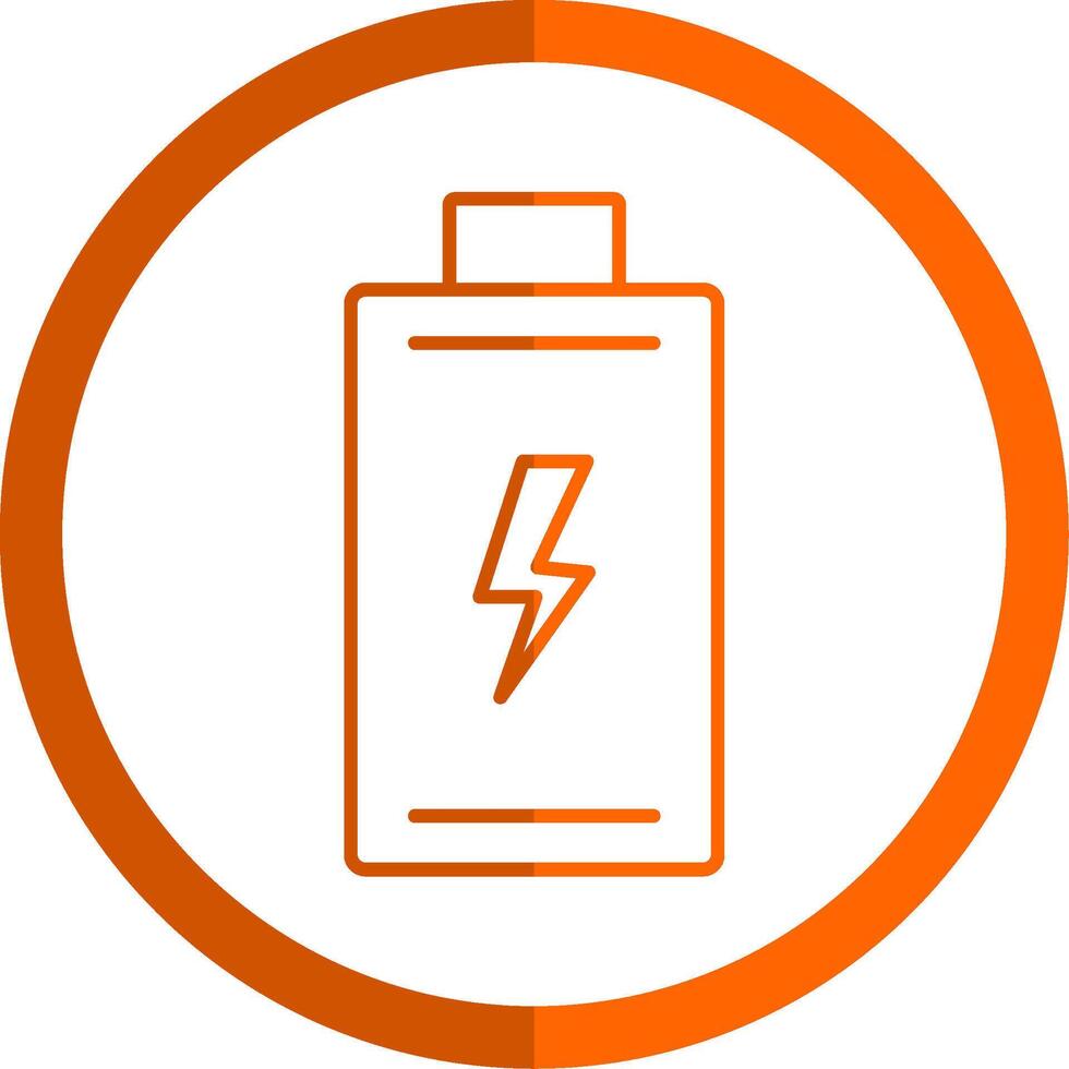 Battery Line Orange Circle Icon vector