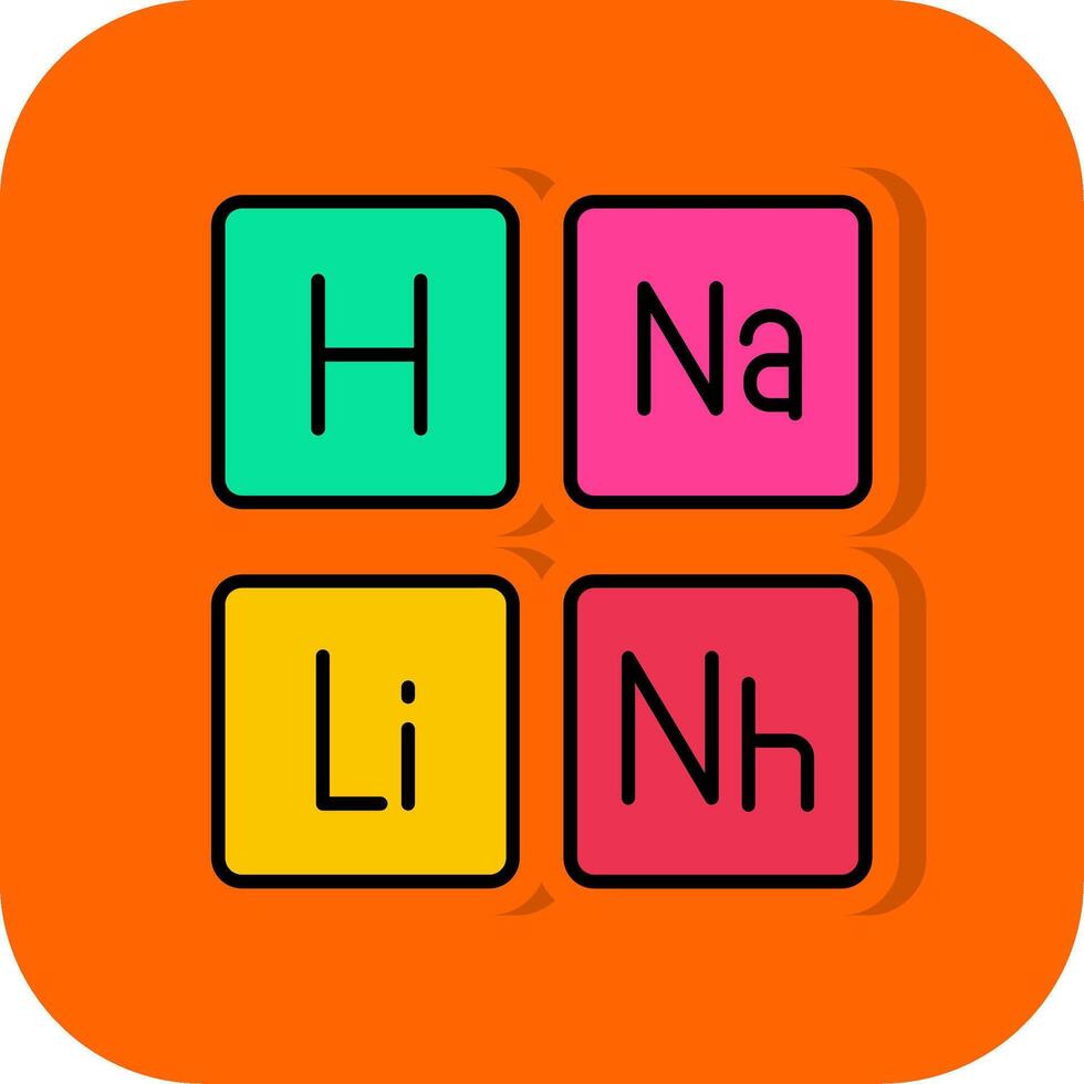 Periodic Table Filled Orange background Icon vector