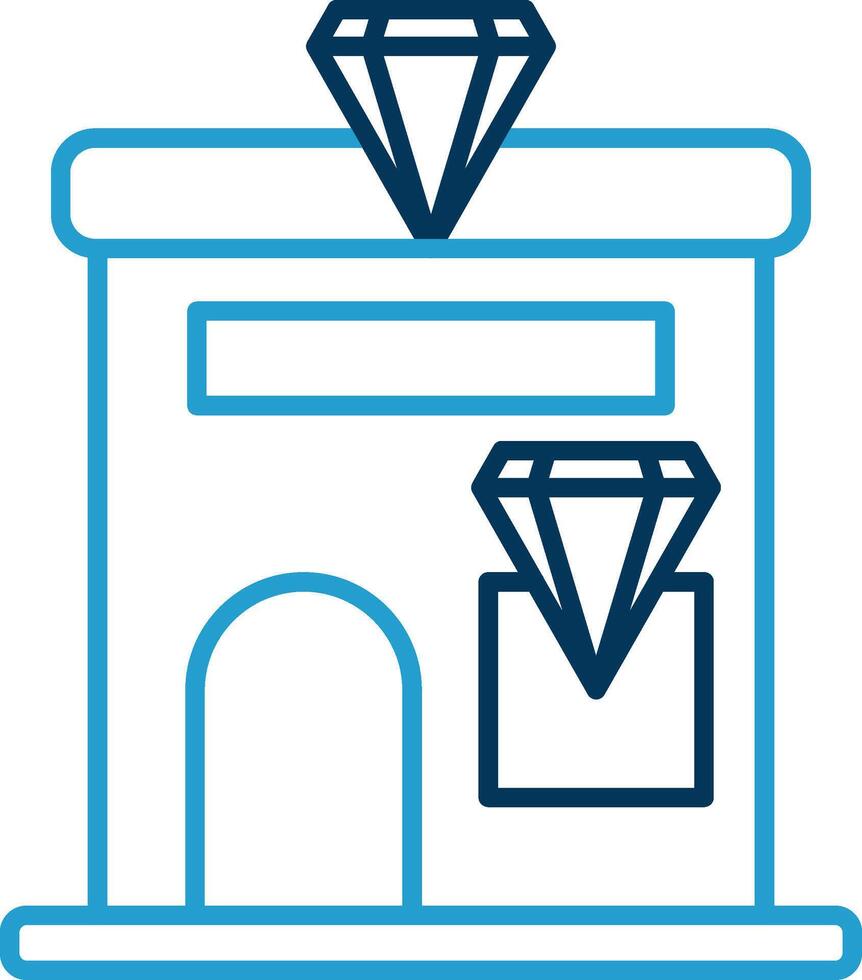 Jewelery Shop Line Blue Two Color Icon vector