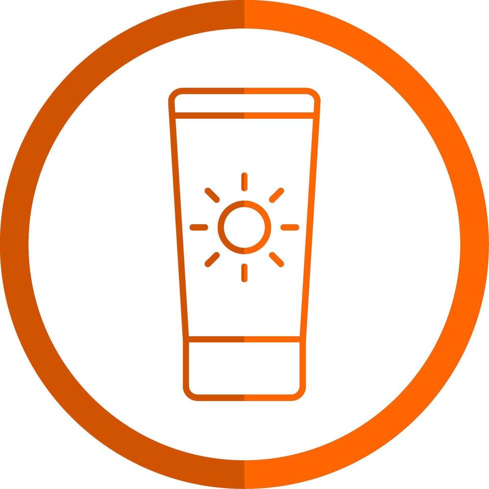 Sun Cream Line Orange Circle Icon vector