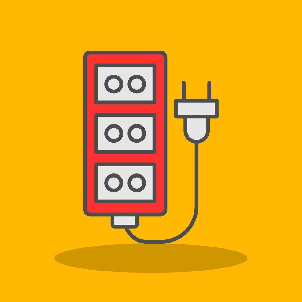 Extension Cord Filled Shadow Icon vector