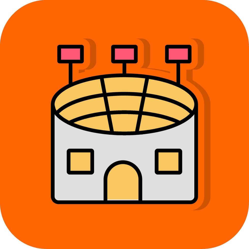 Stadium Filled Orange background Icon vector