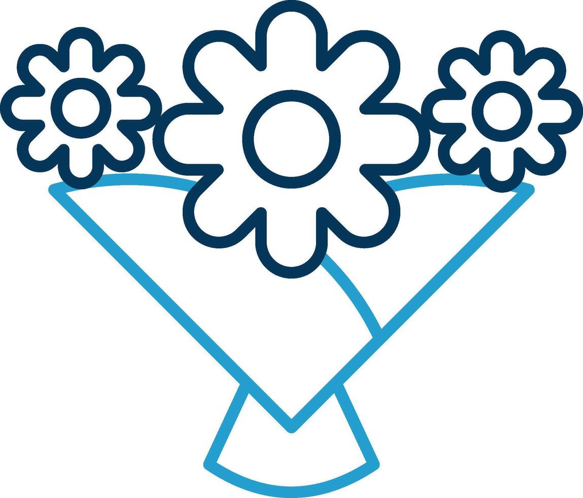 Flower Bouquet Line Blue Two Color Icon vector