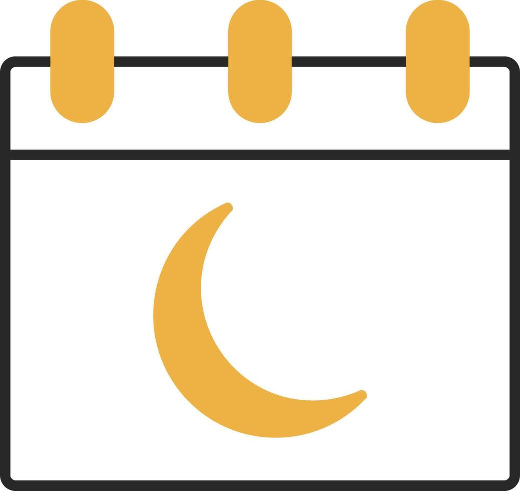 Moon Calendar Skined Filled Icon vector