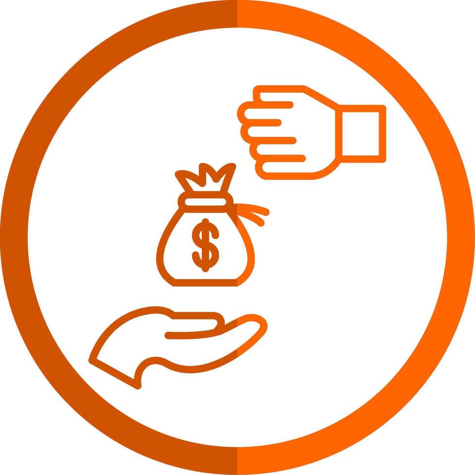 Bribery Line Orange Circle Icon vector