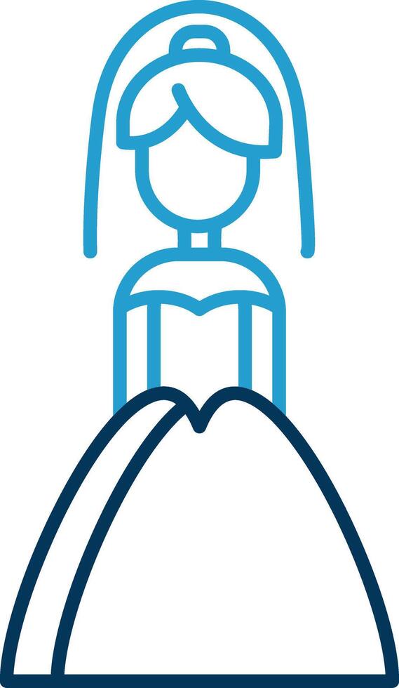 Bride Line Blue Two Color Icon vector