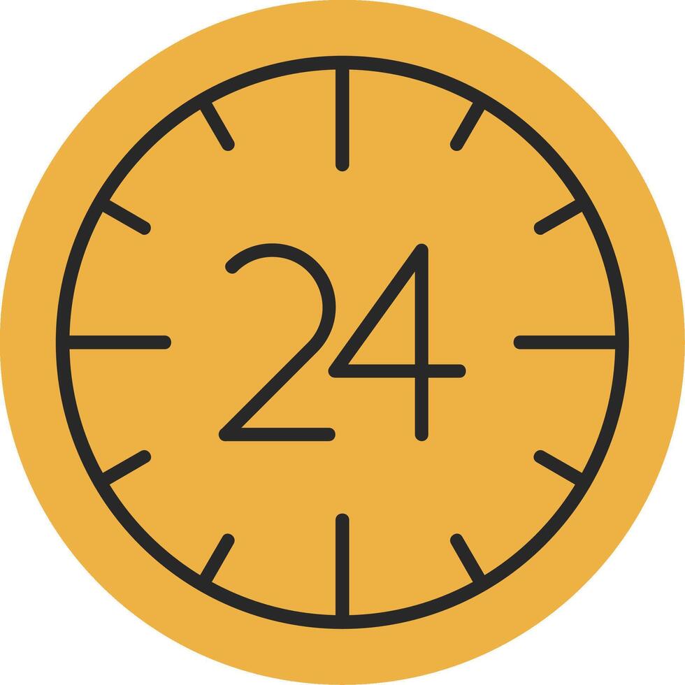 24 horas desollado lleno icono vector