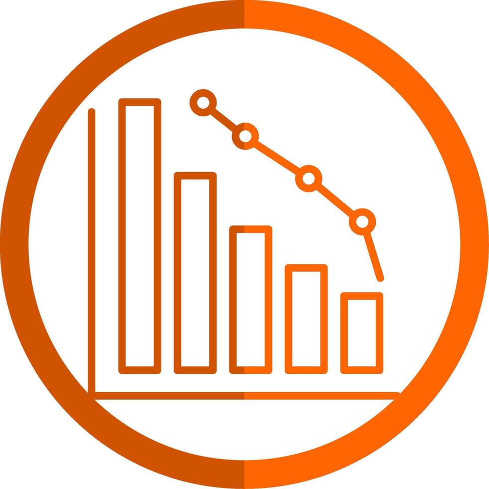 Decrease Line Orange Circle Icon vector
