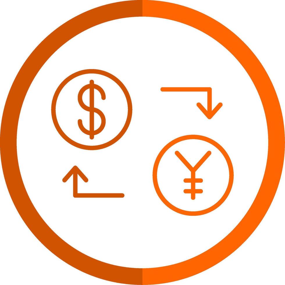Exchange Line Orange Circle Icon vector