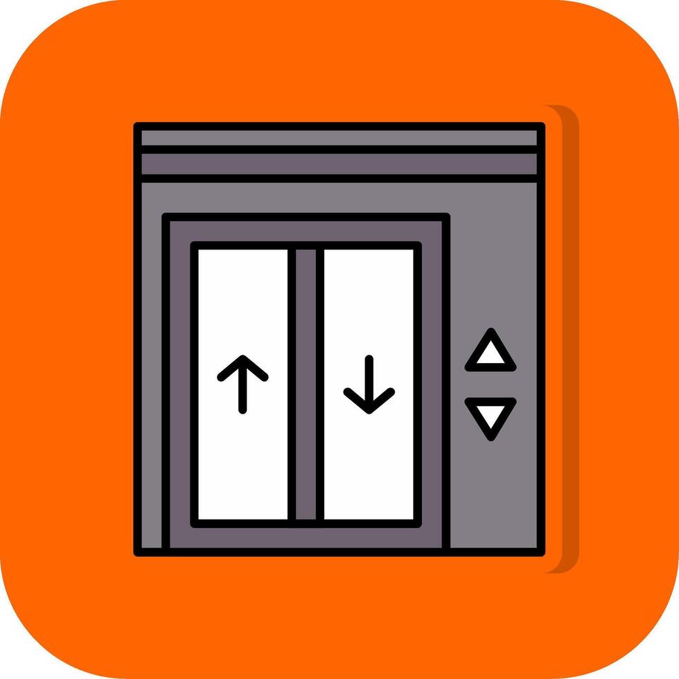 Elevator Filled Orange background Icon vector