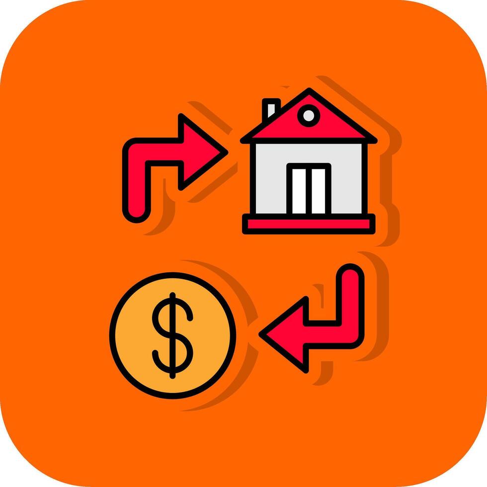 Property Exchange Filled Orange background Icon vector