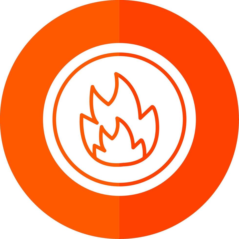 Fire Glyph Red Circle Icon vector