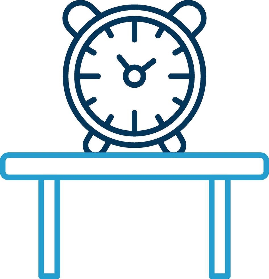 mesa reloj línea azul dos color icono vector