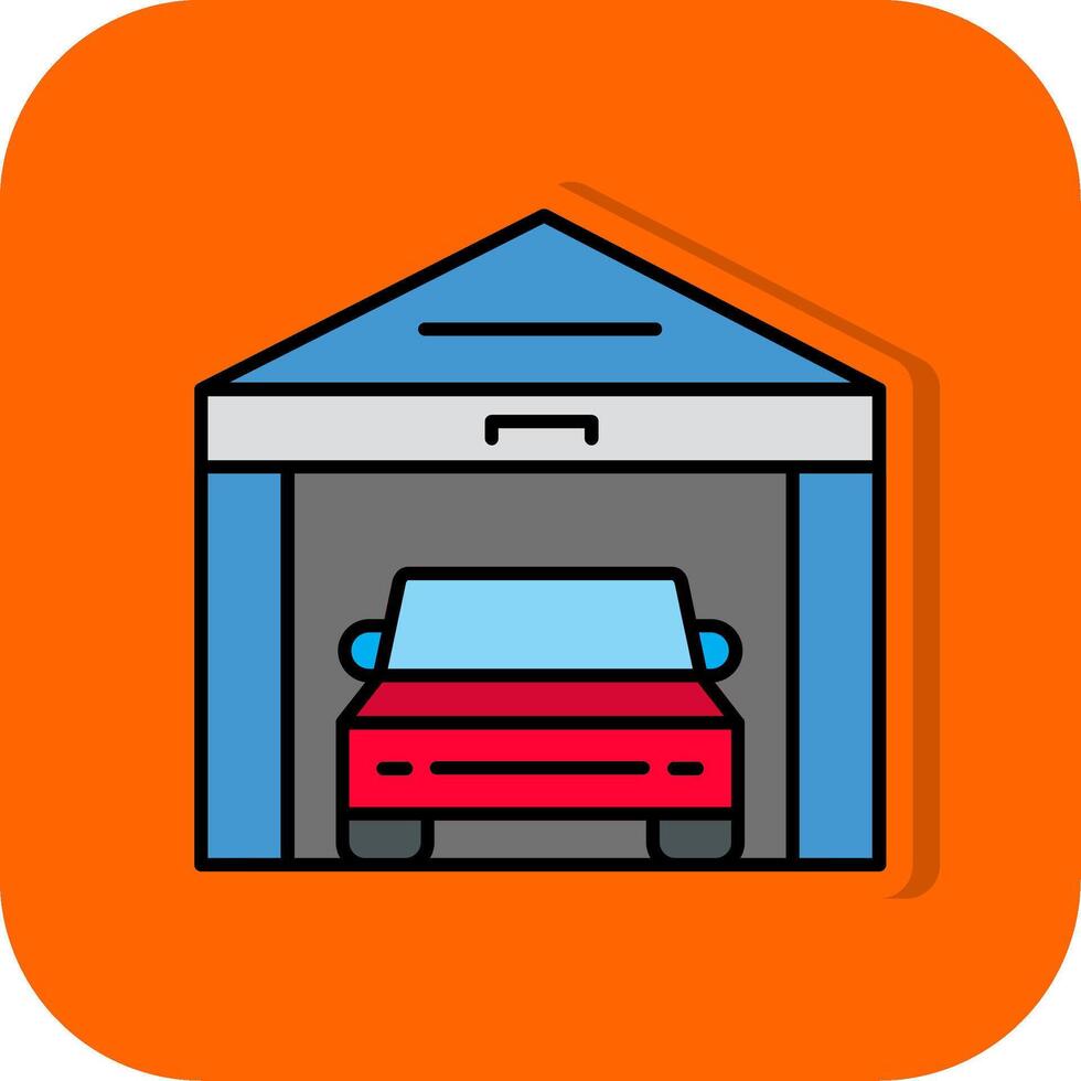 Garage Filled Orange background Icon vector
