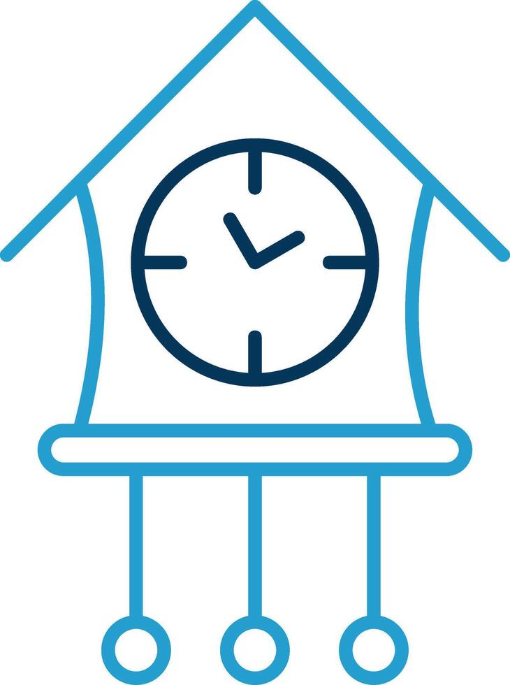 Cuckoo Clock Line Blue Two Color Icon vector