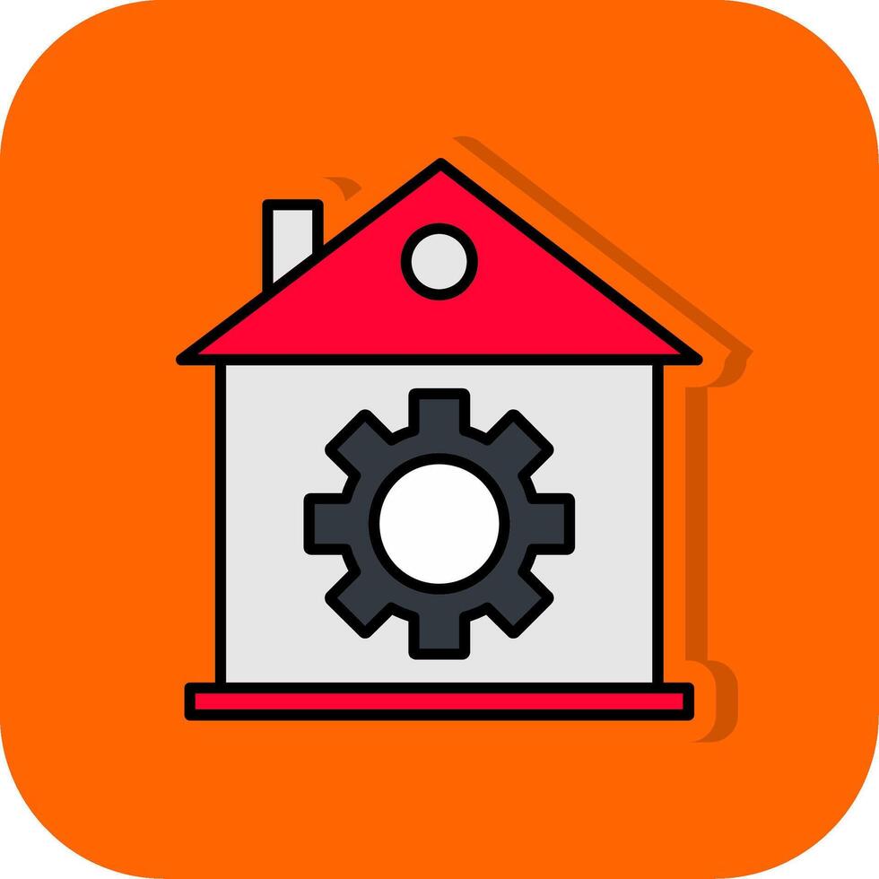 Home Setting Filled Orange background Icon vector