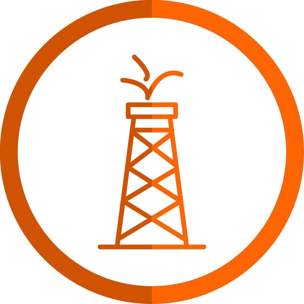 petróleo torre línea naranja circulo icono vector