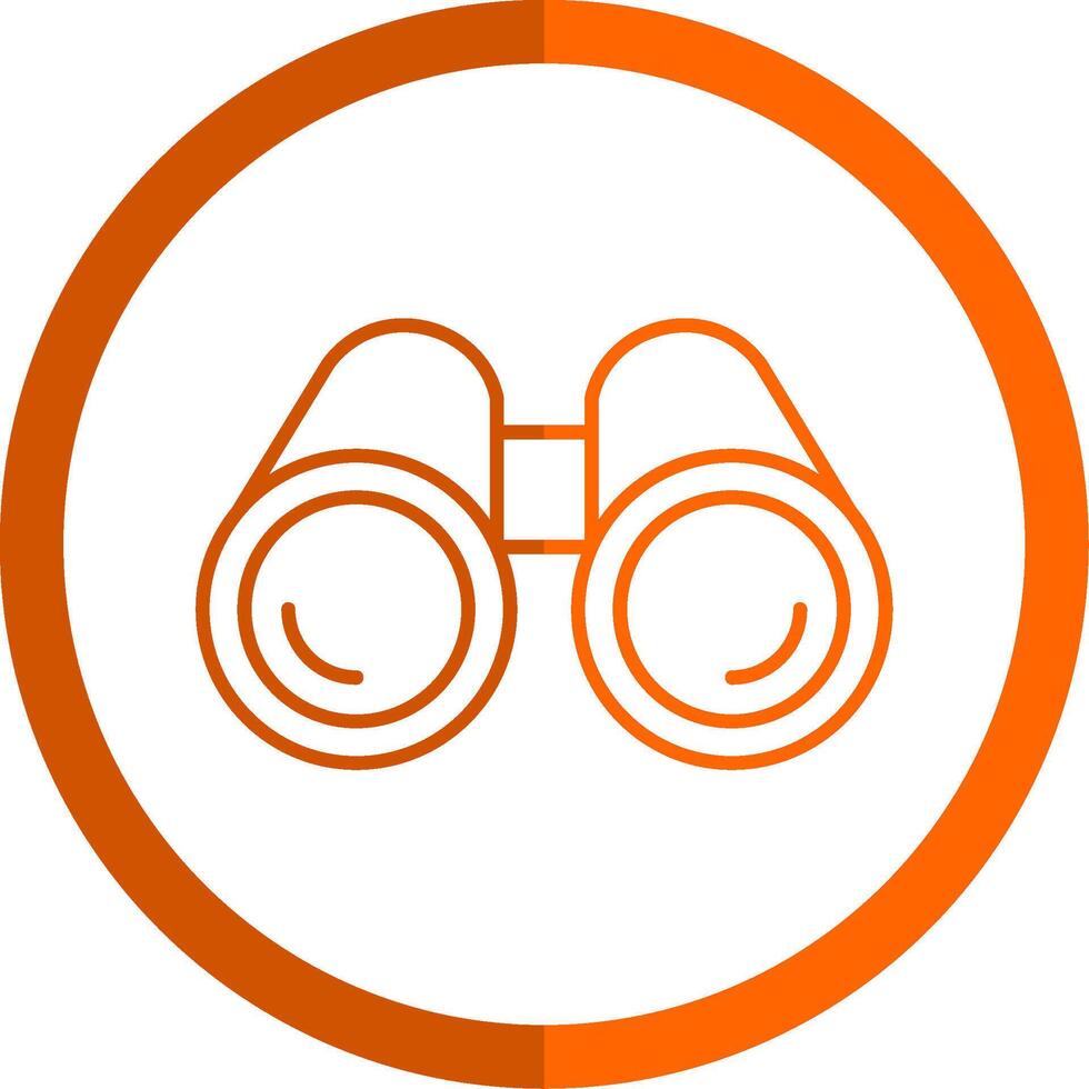 prismáticos línea naranja circulo icono vector