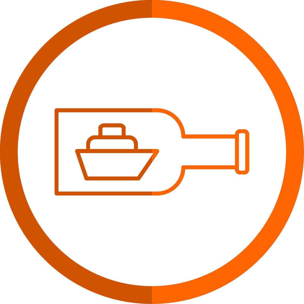Ship In A Bottle Line Orange Circle Icon vector