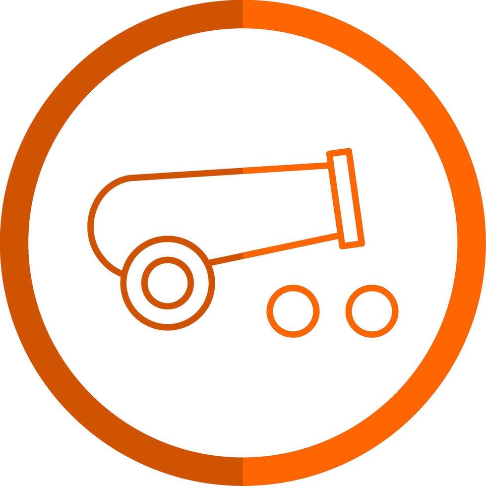 Cannon Line Orange Circle Icon vector