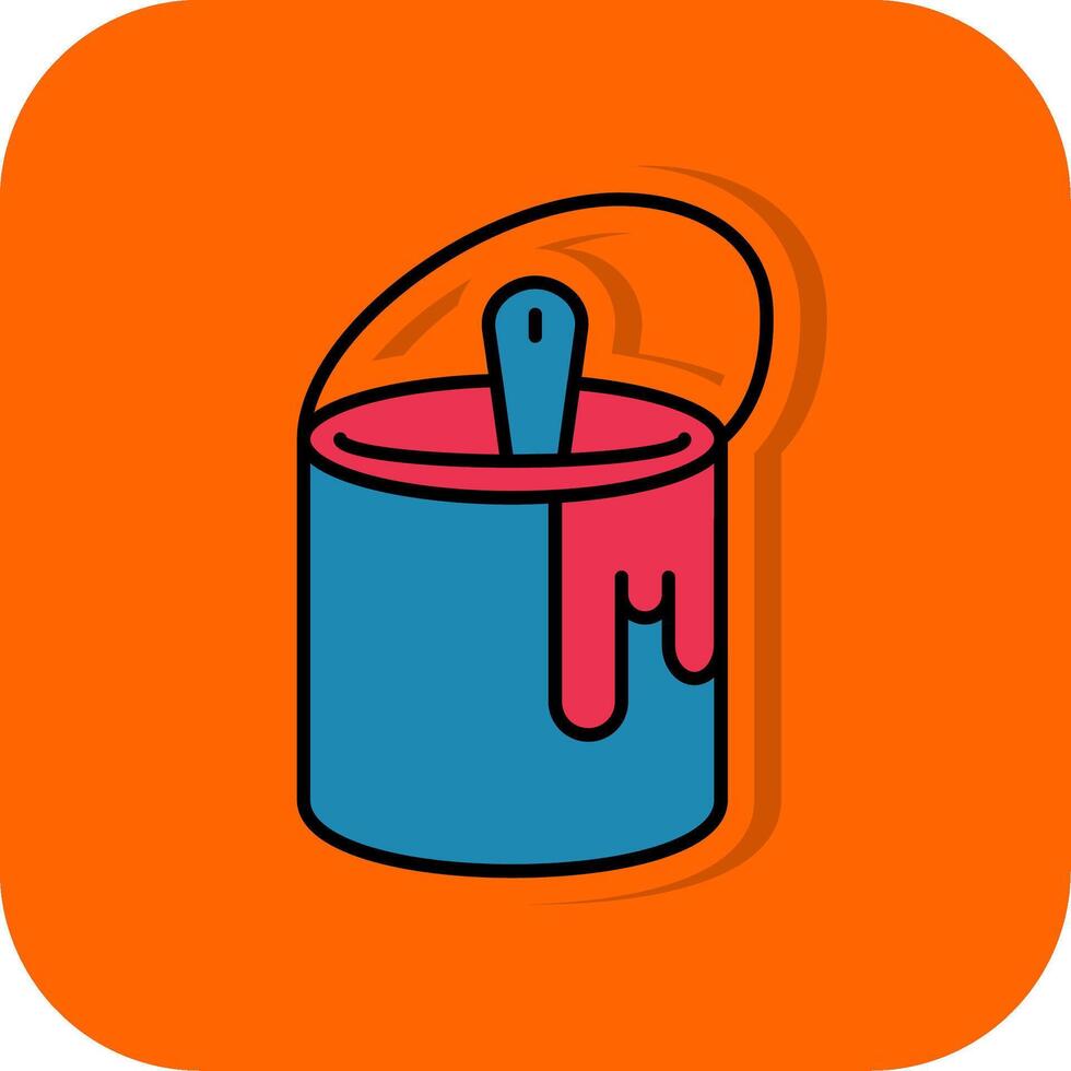 Tin with Paint Filled Orange background Icon vector