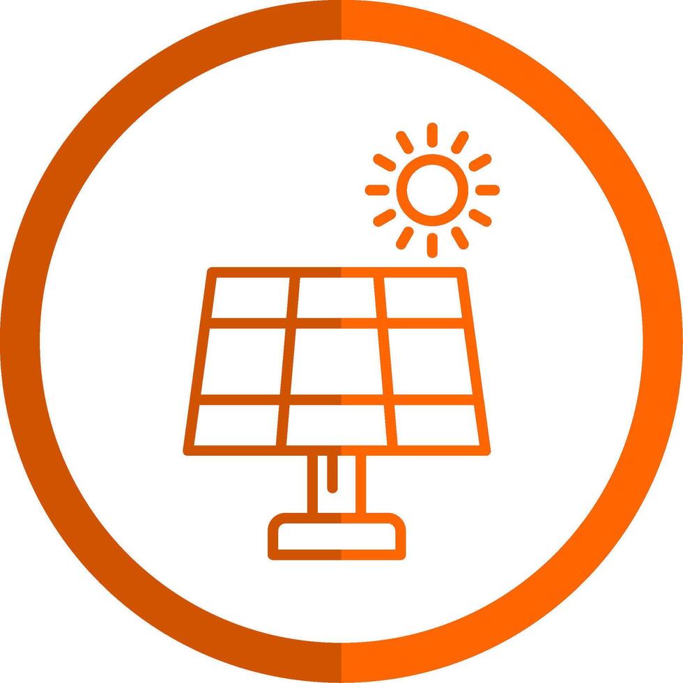 Solar Panel Line Orange Circle Icon vector