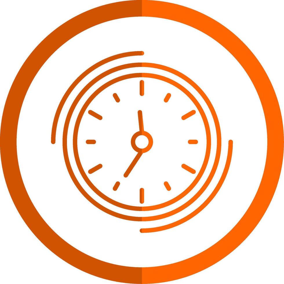 reloj línea naranja circulo icono vector
