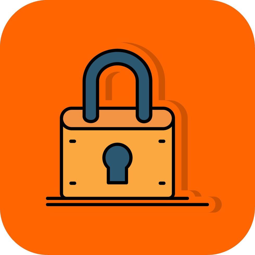 Lock Filled Orange background Icon vector