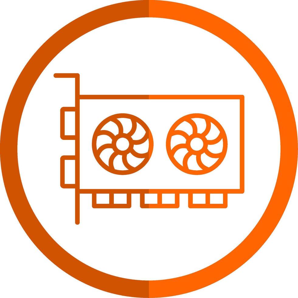 Graphic Card Line Orange Circle Icon vector