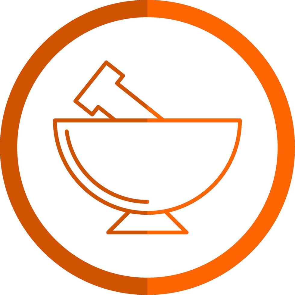 mortero línea naranja circulo icono vector