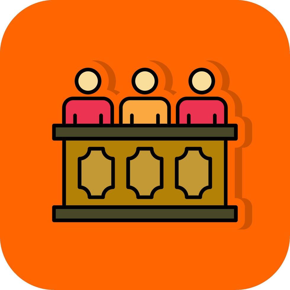 Panel of judges Filled Orange background Icon vector