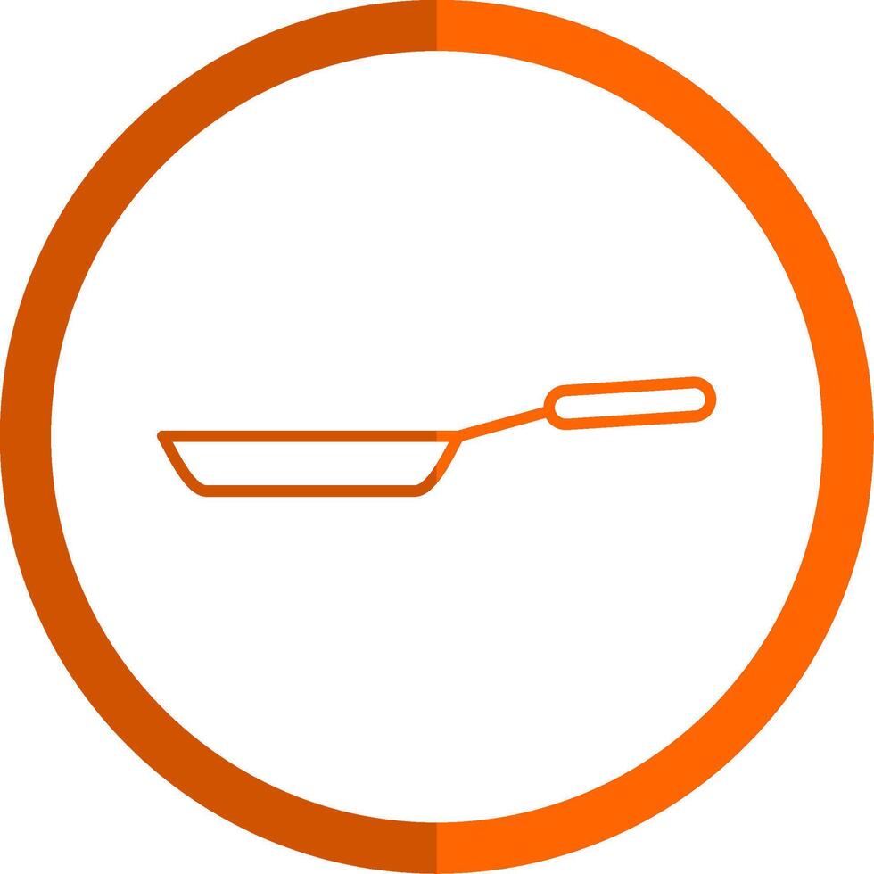 Frying Pan Line Orange Circle Icon vector