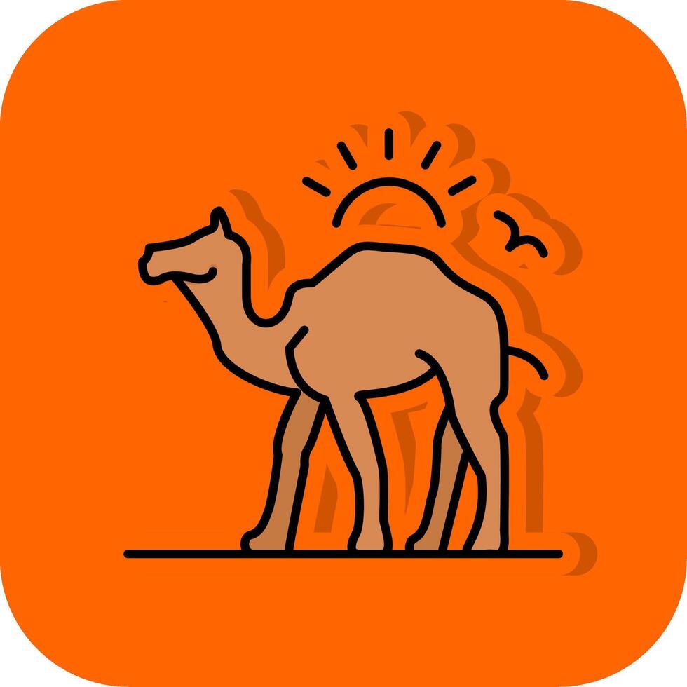 Camel Filled Orange background Icon vector