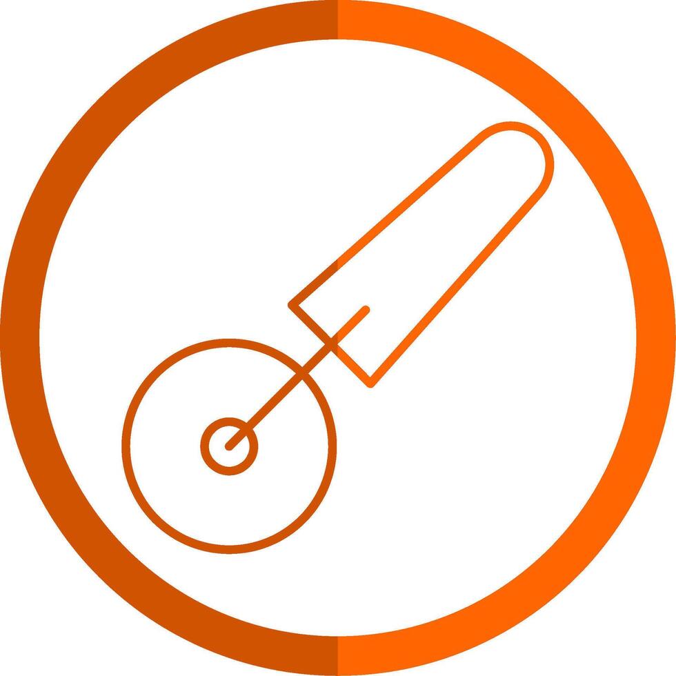 Pizza Cutter Line Orange Circle Icon vector