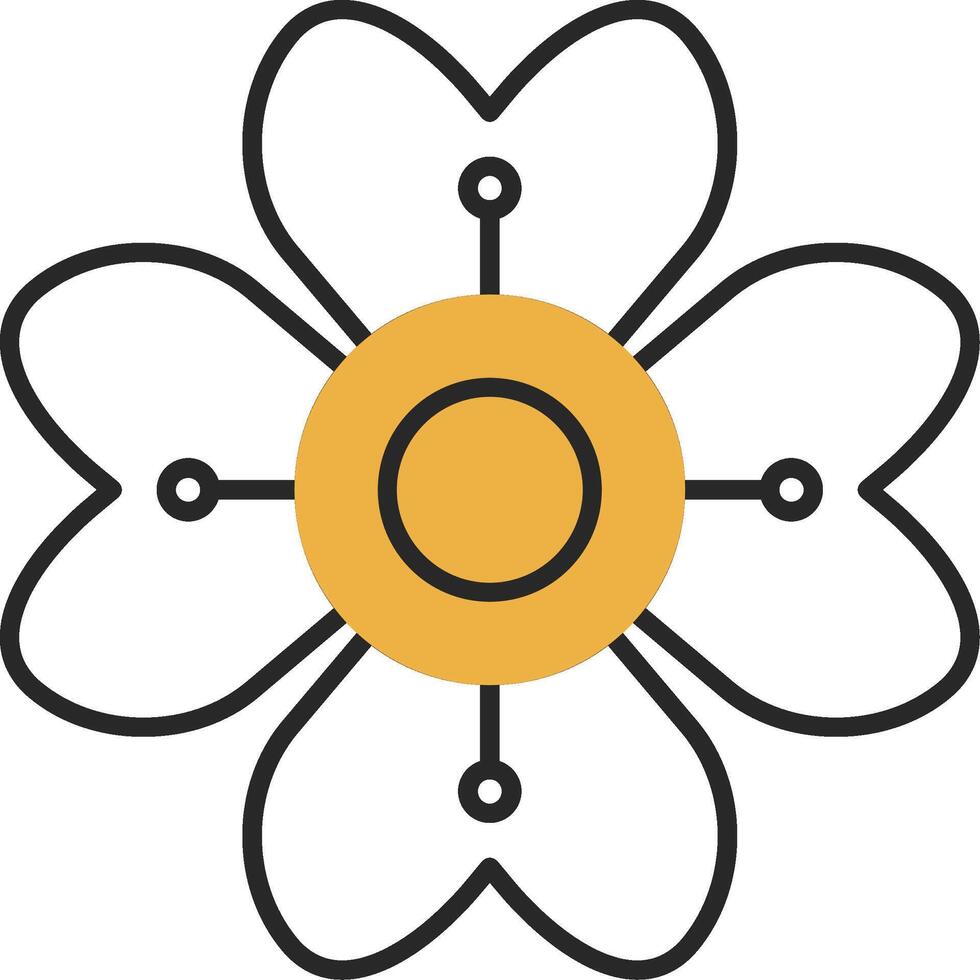 hortensia desollado lleno icono vector