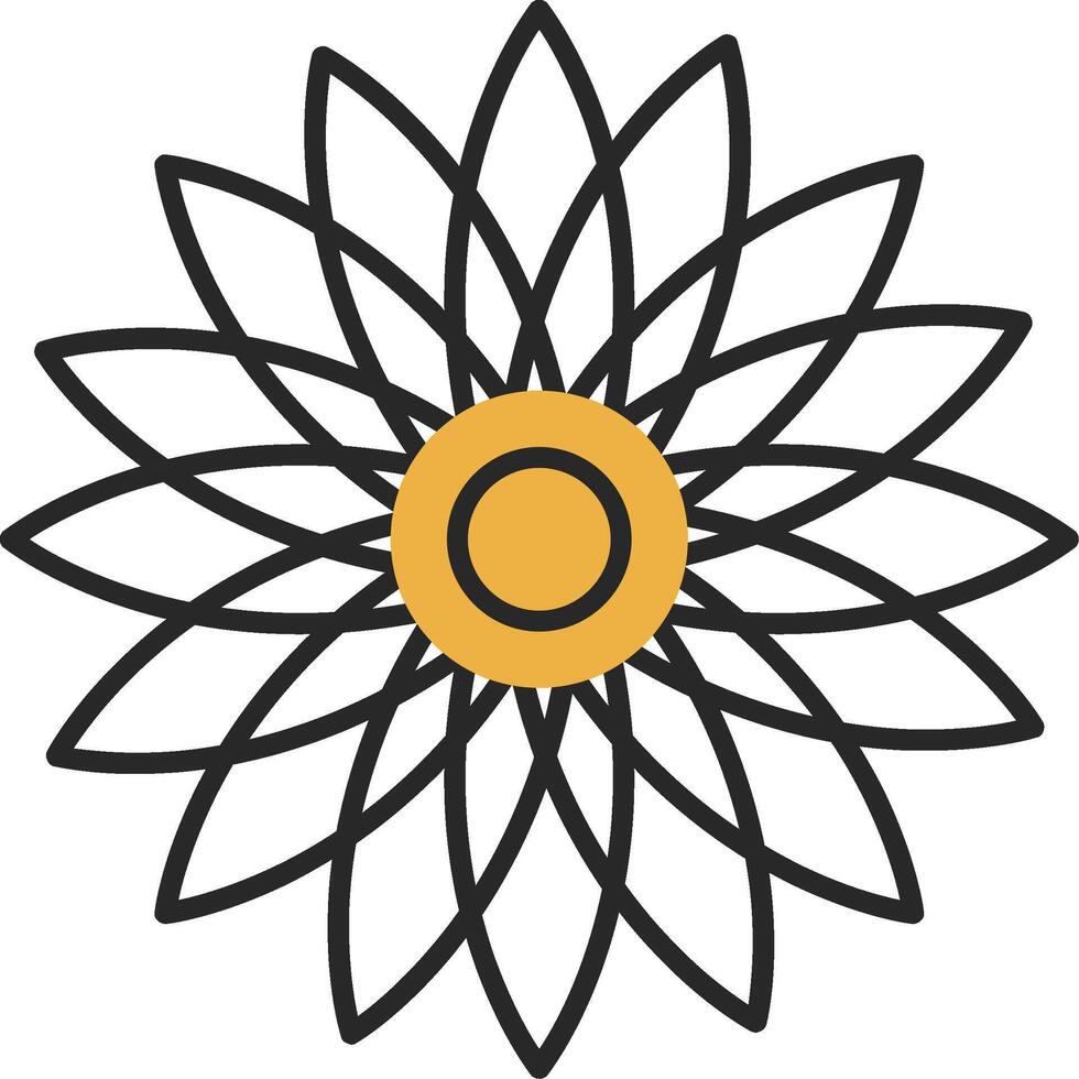 girasol desollado lleno icono vector