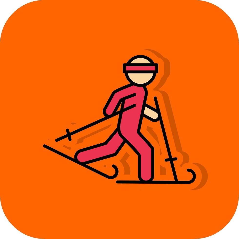 Ski Filled Orange background Icon vector