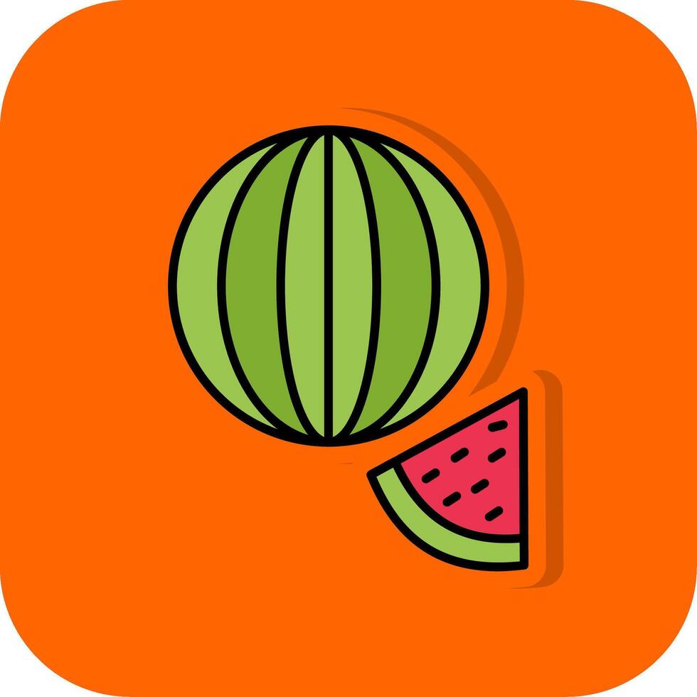 Watermelon Filled Orange background Icon vector
