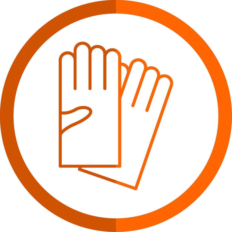 mano guantes línea naranja circulo icono vector